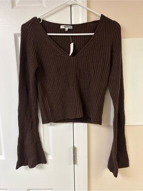 NWT Madewell Ribbed V-Neck Sweater Top in Merino Wool